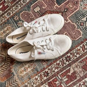 Superga Off-White Canvas Lace-Up Sneakers